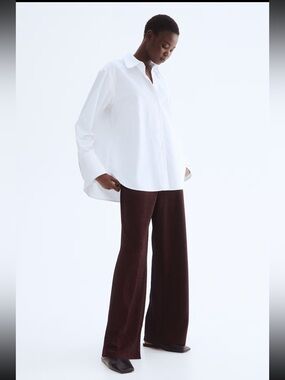 H&M Straight-Leg Shimmery Pants in Burgundy